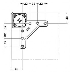 Dimensions platine de fixation pour Pied de table carré, alu 