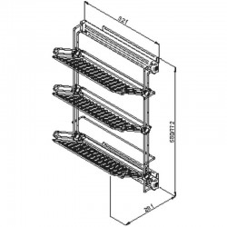 Schéma technique Porte chaussures coulissant 2 ou 3 niveaux.