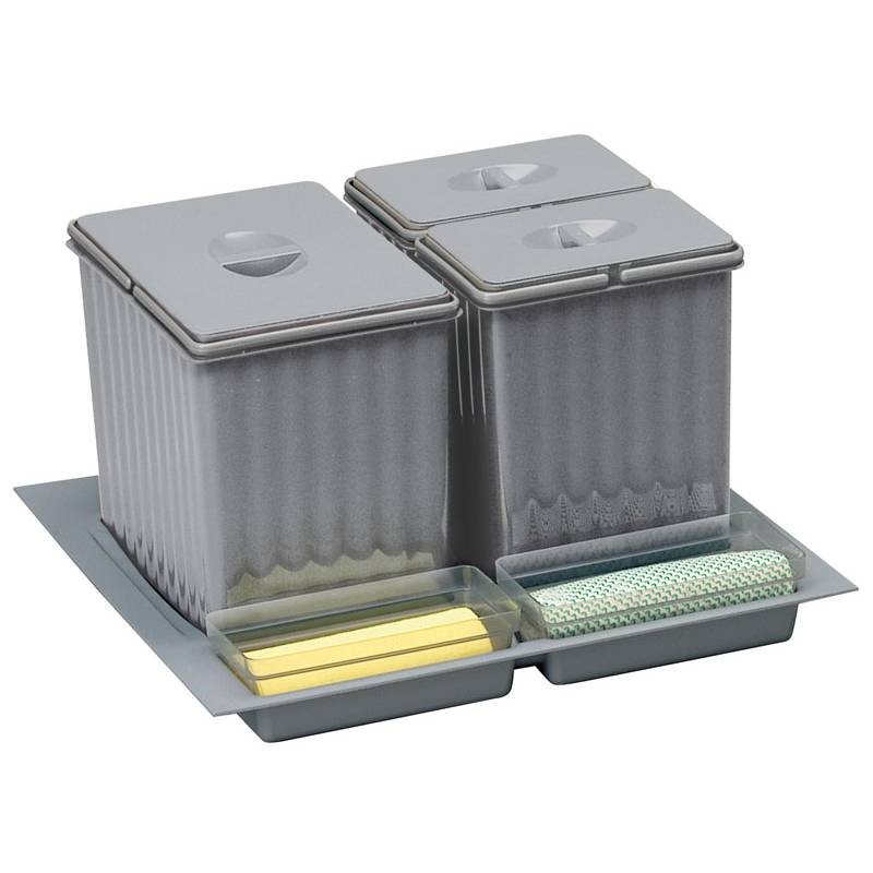 Poubelle sélective 47 Litres pour caisson de 600mm avec 2 bacs Poubelle sélective 47 Litres pour caisson de 600mm avec 2 bacs
