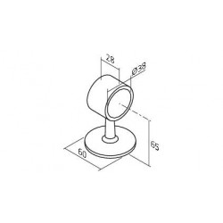 Support de main courante traversant plat diam 38mm