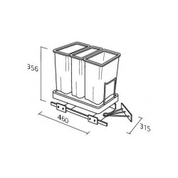 Poubelle tri sélectif coulissante 32L ou 34L