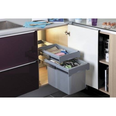 Poubelle monobac coulissante 34L dans le meuble bas