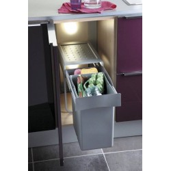 Poubelle ecologique coulissante 20L montée dans le meuble
