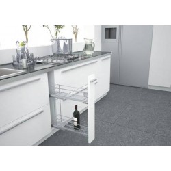 Rangement coulissant avec glissières à gauche dans le meuble bas