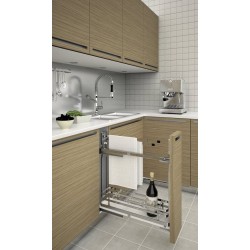 Rangement coulissant avec porte torchon en situation