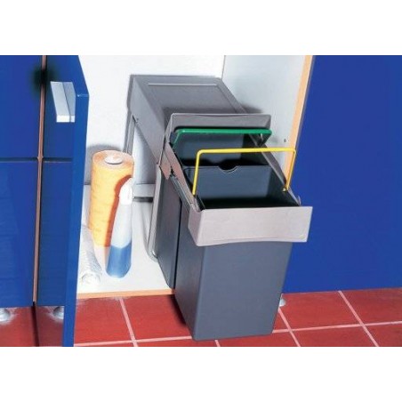 Poubelle pour tri sélectif coulissante 28L