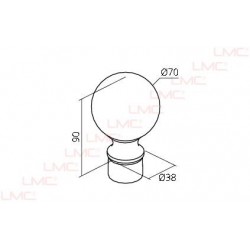 Schéma technique Embout laiton poli arrondi de barre diam 38mm.